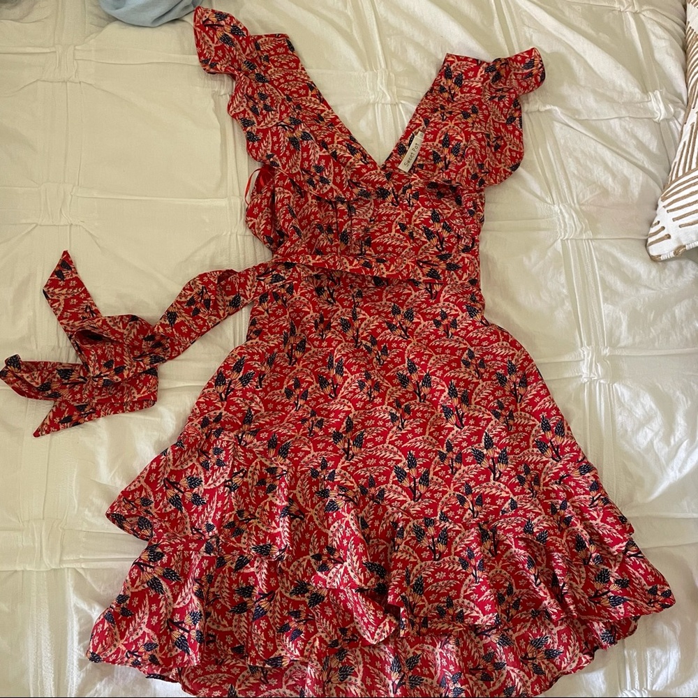 Floral red mini dress